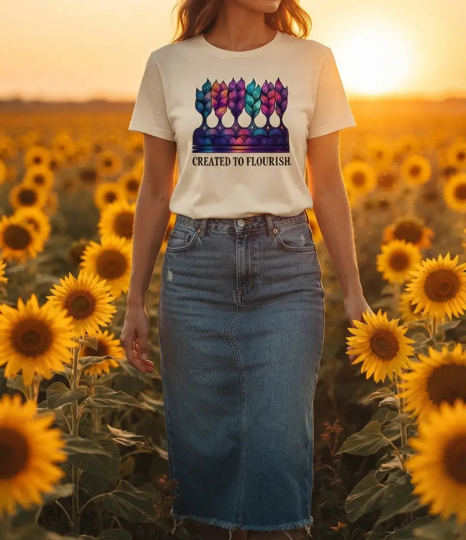 Created to Flourish | Aurora Nights Unisex Premium T-Shirt