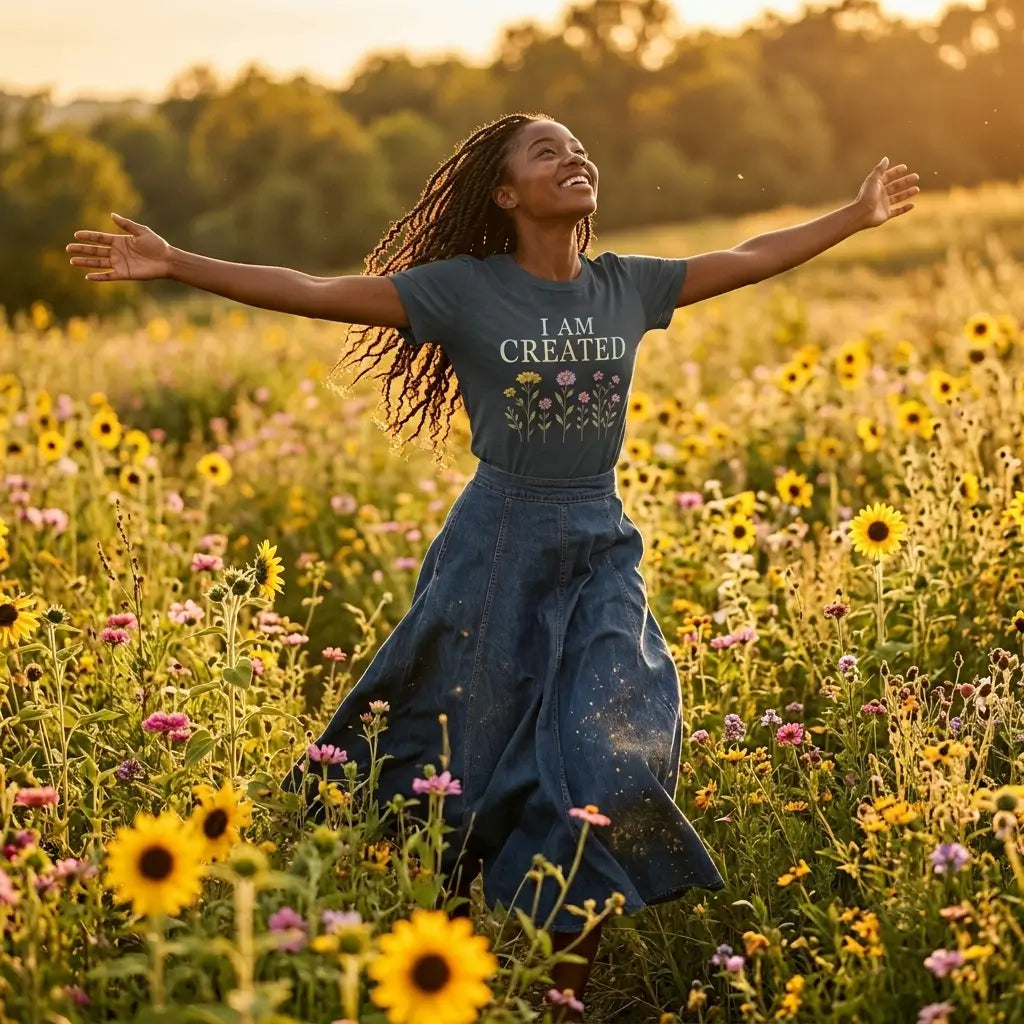I AM CREATED — Wildflower Edition Unisex Premium T-Shirt